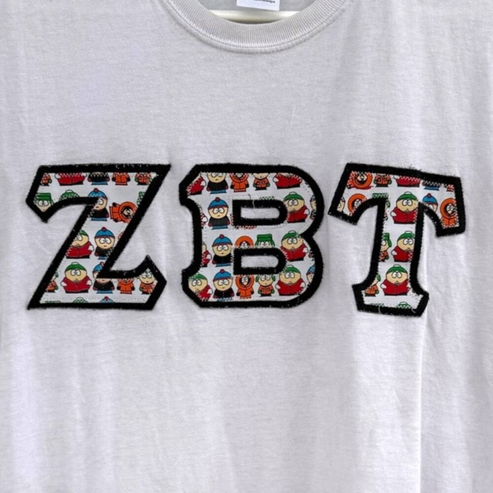 ZBT Embroidered South Park Zeta Beta Tau Tank Top Cut Off T-Shirt Mens Medium - Picture 3 of 7